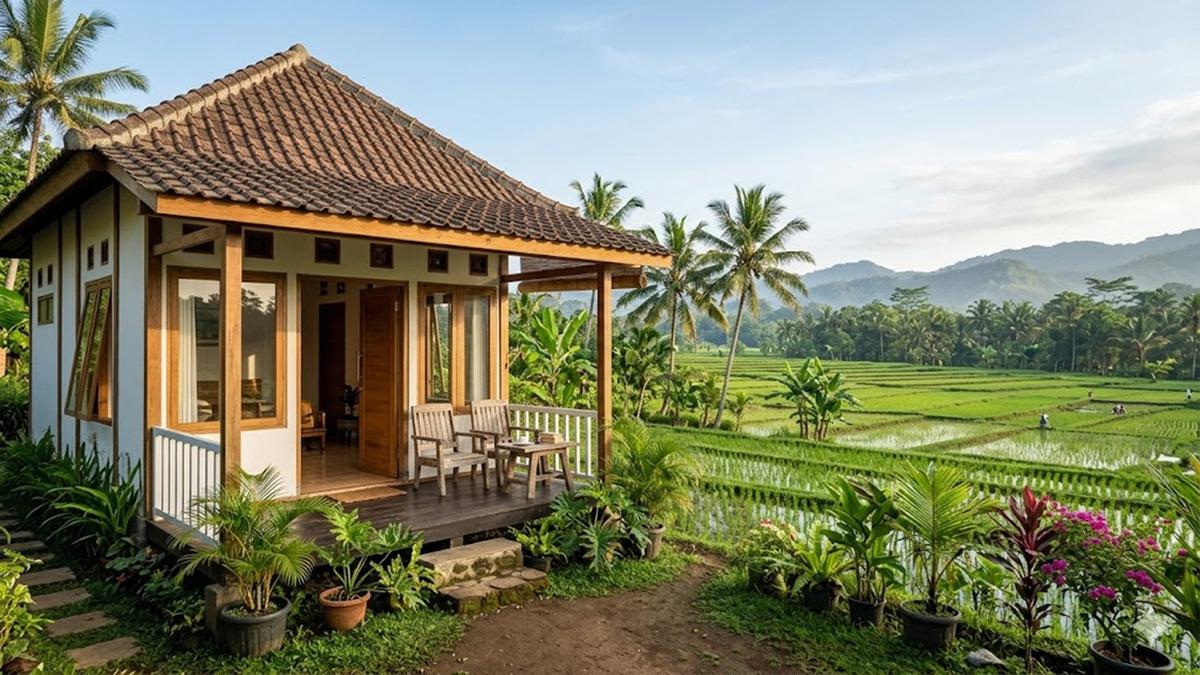 9 Inspirasi Rumah Desa Ukuran 6x9 dengan Teras Menghadap Sawah, Asri dan Estetik