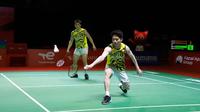Pasangan The Minions Marcus dan Kevin  di Turnamen SimInvest Indonesia Open 2021.