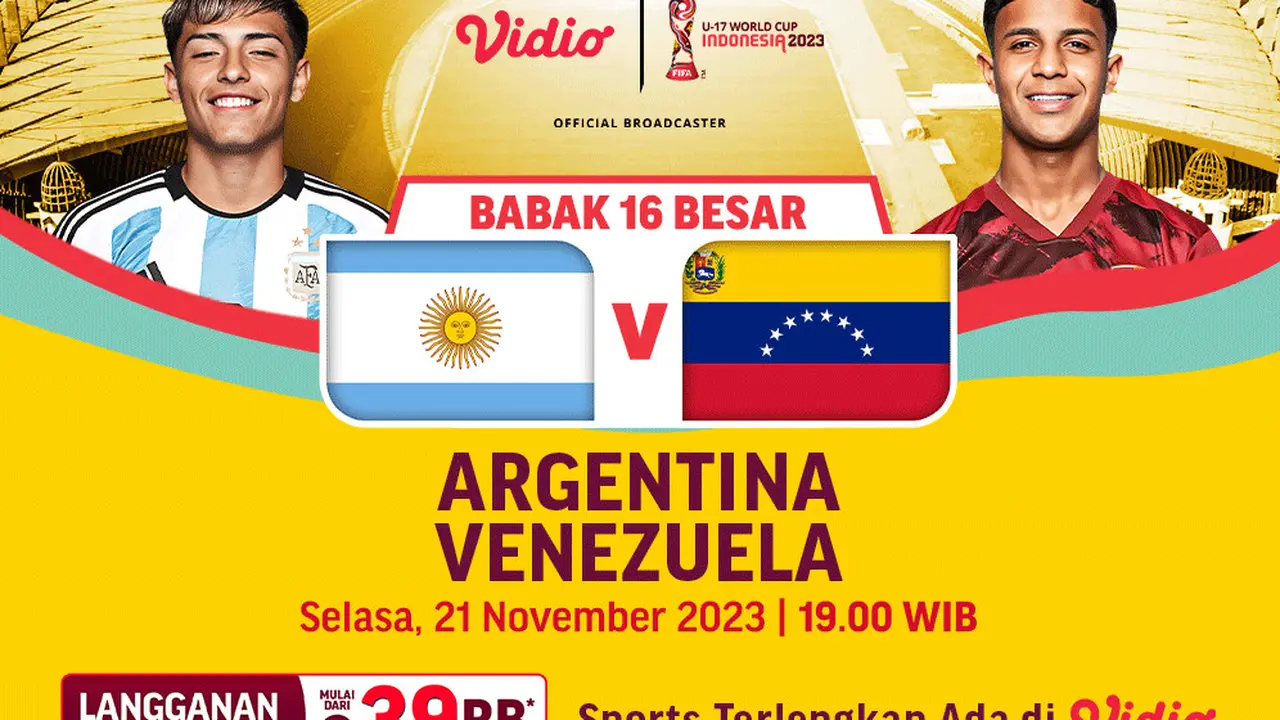Jadwal Siaran Langsung Fifa U17 World Cup Argentina vs Venezuela di Vidio