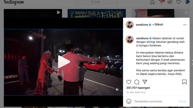 Unggahan Sandiaga Uno. (Foto: Instagram @sandiuno)
