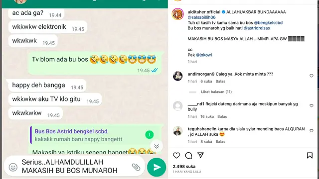 Aldi Taher Bersyukur, Rumah hingga Semua Perabotan Full Endorse dan Pemberian Hadiah dari Para Sahabat Artis