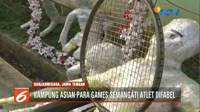 Warga Desa Jenggawur, Banjarnegara beri dukungan ajang Asian Para Games 2018 dengan membuat boneka atlet dari sampah plastik.