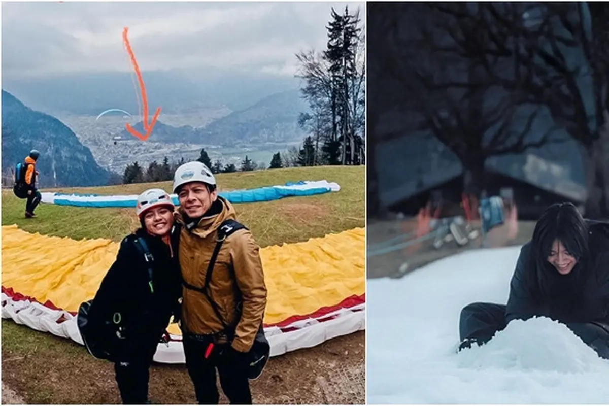 6 Potret Alleia Selama Liburan di Swiss, Beri Ide Ariel NOAH Main Paralayang