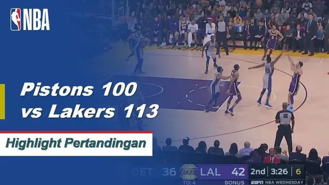 Cuplikan Pertandingan NBA : Pistons 100 VS Lakers 113