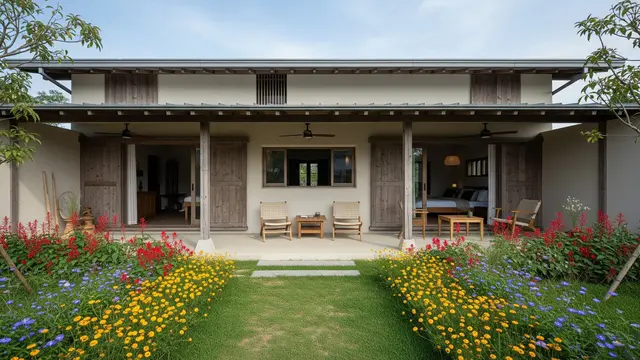 Model Rumah Minimalis Sederhana dengan Teras Memanjang Khas Rumah Desa (AI)