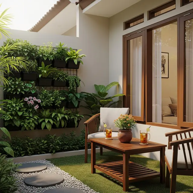 Model Sudut Belakang Rumah Kecil untuk Kebun Mini dan Tempat Santai Keluarga