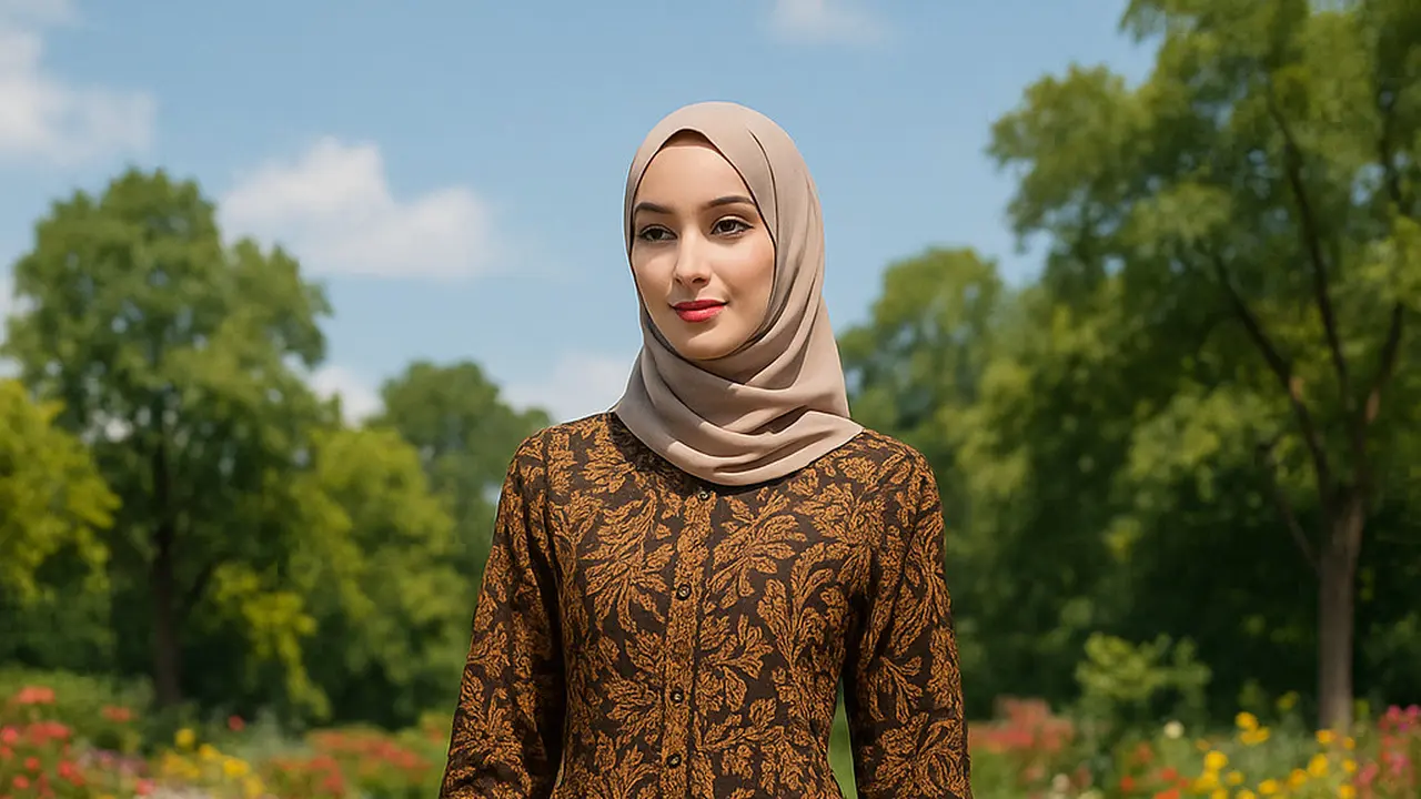 Model Gamis Batik Kancing Depan