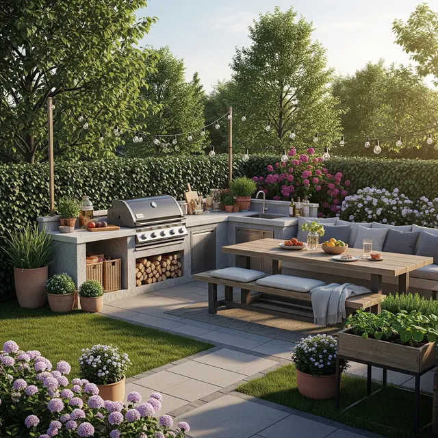 Membuat Area BBQ Menyatu dengan Kebun (AI Generated)