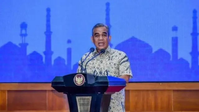 Ketua MPR RI Ahmad Muzani saat memberikan pidato sambutan dalam acara Halal Bihalal Ikatan Keluarga Besar Tegal Bahari Ayu (IKBT-BA) se-Jabodetabek di Gedung Nusantara IV, Kompleks Parlemen, Senayan, Jakarta, Minggu (27/4/2025) (Istimewa)