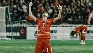 Selebrasi striker Timnas Indonesia U-19, Reno Salampessy saat membobol gawang Vietnam dalam laga ketiga Grup A Piala AFF U-19 2026 di Stadion Utama Sumatera Utara, Deli Serdang, Minggu (7/6/2026). (Dok. Timnas Indonesia)