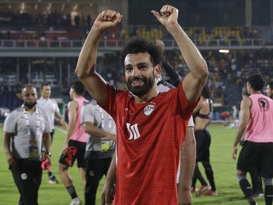 Bintang Liverpool, Mohamed Salah berhasil mempersembahakan kemenangan untuk Mesir di babak perempatfinal Piala Afrika 2021 saat melawan Maroko di Ahmadou Ahidjo Stadium, Yaounde, Kamerun, Minggu (30/01/2022) malam WIB. (AP/Sunday Alamba)