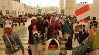 Jemaah Haji Indonesia merayakan HUT Kemerdekaan Indonesia ke-74 di Jeddah. Darmawan/MCH