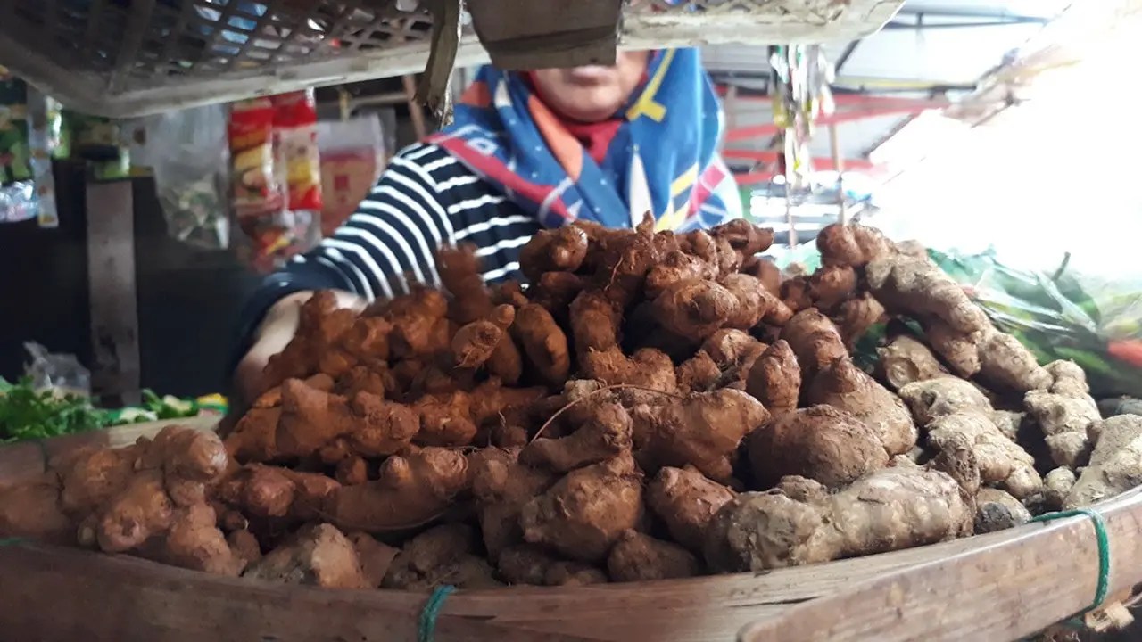 Harga kunyit, bahan jamu herbal penangkal virus Corona covid-19 di Cilacap hanya Rp 10 ribu per kilogram. (Foto: Liputan6.com/Muhamad Ridlo)