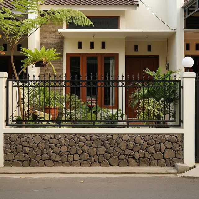 9 Inspirasi Pagar Rumah Setengah Tertutup agar Tetap Privat, Desain Estetik