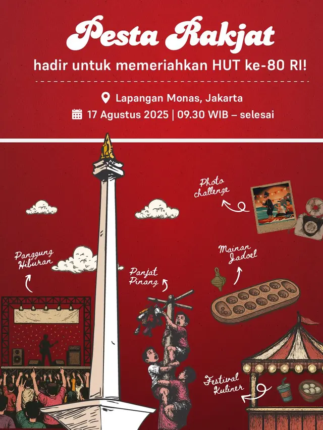 Pasar Rakyat Digelar di Monas Rayakan HUT ke-80 RI, Ada Keseruan Apa Saja?