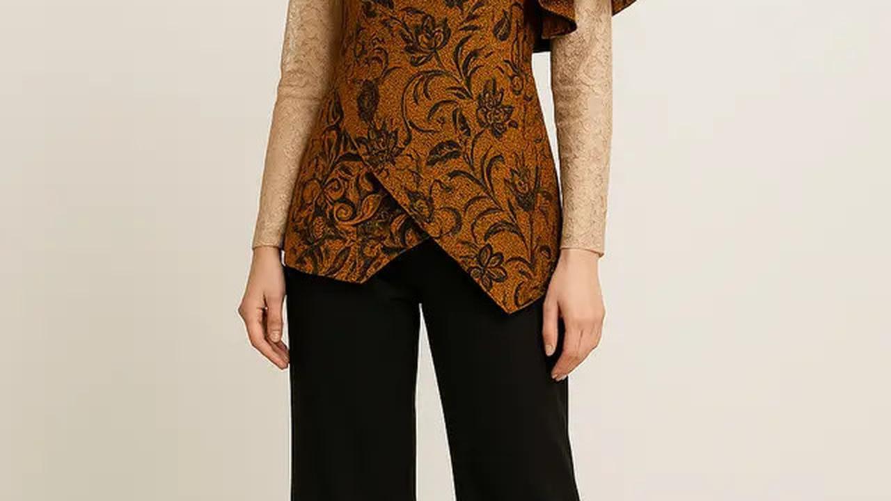 7 Model Batik Brokat Kombinasi Lengan Ruffle Modern, Anggun dan Kekinian