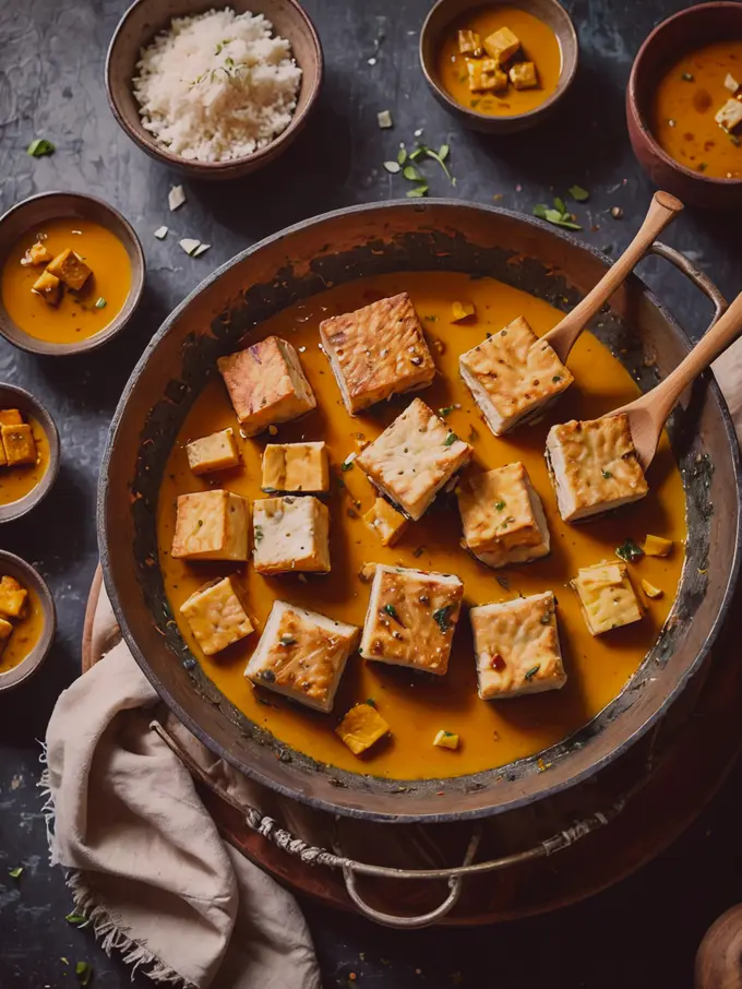 illustrasi sayur tahu kuning