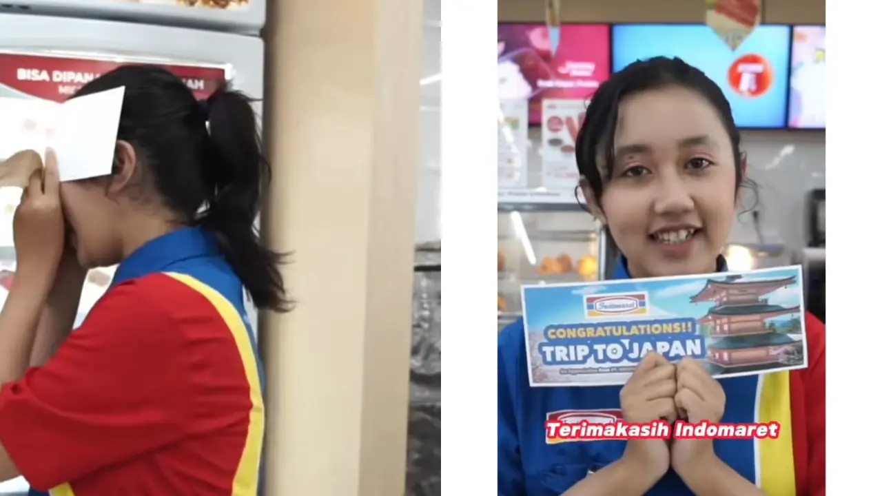 Vania Kasir Indomaret yang Viral Dihadiahi Trip ke Jepang (TikTok/Indomaret)