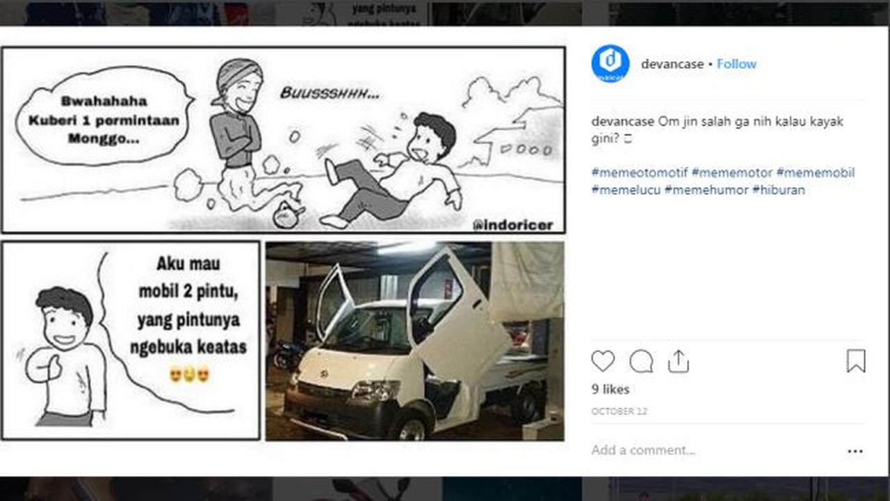 Berbagai hal bisa dijadikan meme menarik, tidak terkecuali yang berkaitan dengan otomotif. (ist)