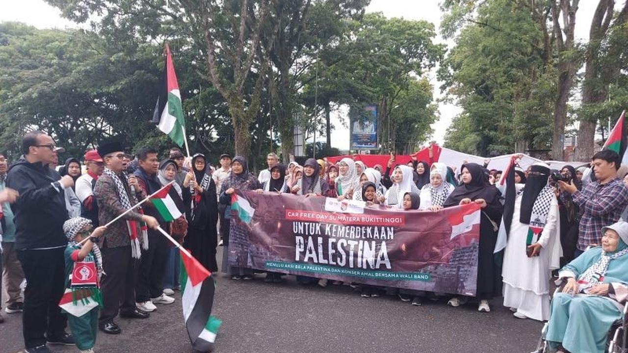 Fakta Unik: Bendera 20 Meter, Wakil Wali Kota Bukittinggi Pimpin Aksi Bela Palestina di Car Free Day
