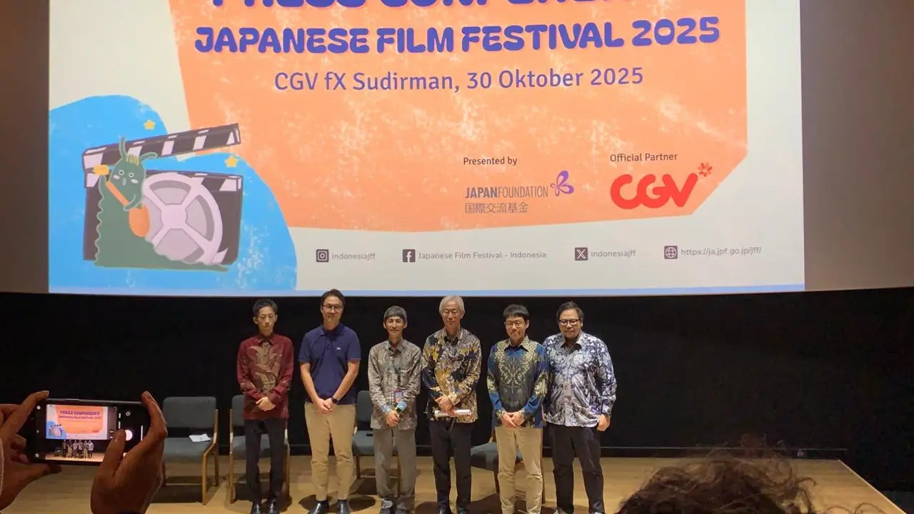 Konferensi pers Japanese Film Festival 2025 di CGV FX Sudirman,Pusat pada Kamis (30/10/2025) (Zikrah Nur Amalah/Liputan6.com)