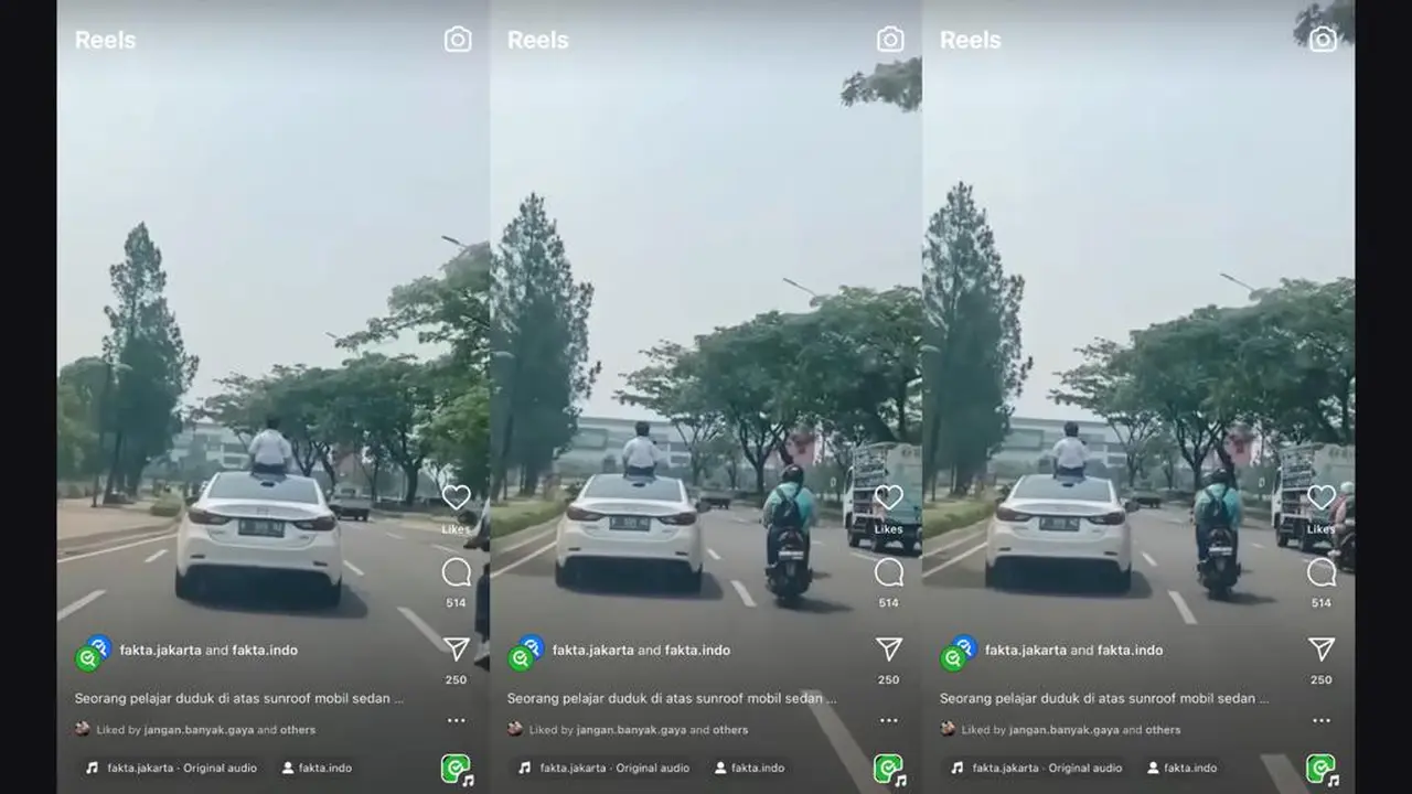 Anak Kecil Duduk Diatas Sunroof Mobil