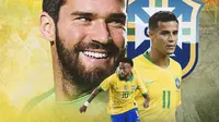 Brasil - Neymar, Philippe Coutinho, Alisson Becker (Bola.com/Adreanus Titus)