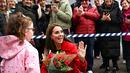 Pangeran William dan Kate Middleton saat mengunjungi Wales pada 27 Februari 2022. (Foto: Paul Ellis/Pool Photo vis AP)
