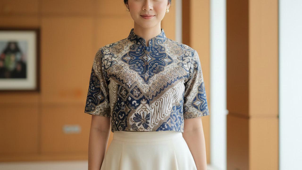 Model Atasan Batik Crop Cut dengan Rok High Waist