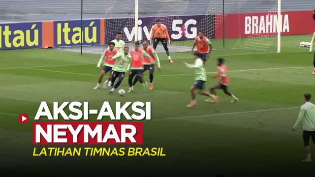 Berita video beragam aksi Neymar saat Timnas Brasil melakoni sesi latihan, di mana kerap banyak tawa dan menggocek.
