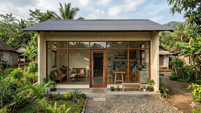 Desain Rumah 1 Lantai Budget Ro50 Juta di Desa (Foto: Gemini AI)