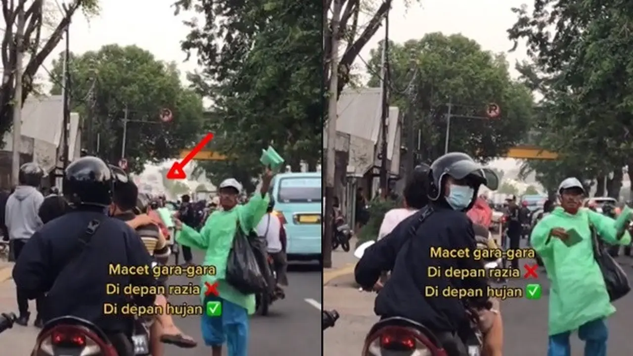 Macet Hindari Hujan, Penjual Mantel Ini Disebut S3 Marketing