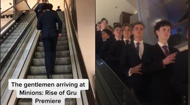 Video Rombongan Pria Nonton Minions: The Rise of Gru dengan Setelan Jas Ini Viral