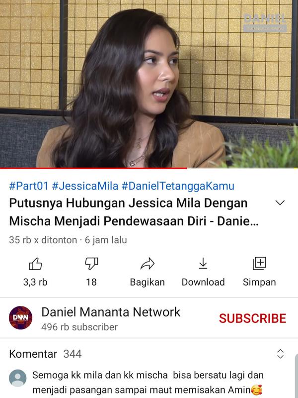 Jessica Mila dalam konten Daniel Mananta. (Foto: YouTube Daniel Mananta Network)