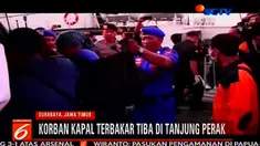 Sebanyak 56 orang yang menjadi korban kapal terbakar terdiri dari 53 orang selamat dan tiga orang meninggal dunia  tiba di Dermaga Terminal Zamrud Utara Pelabuhan Tanjung Perak Surabaya.