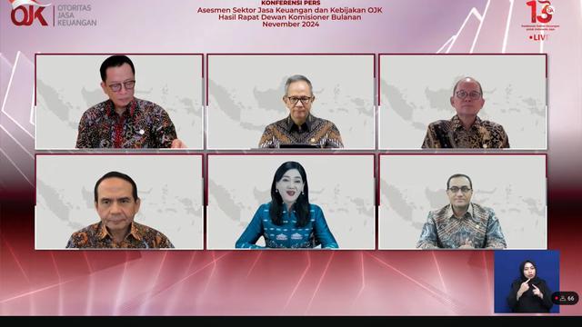 jajaran Dewan Komisioner Otoritas Jasa Keuangan (OJK) dalam Konferensi Pers RDKB, Jumat (13/12/2024). (Tira/Liputan6.com)