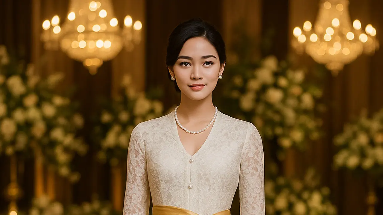 Model Kebaya Panjang dengan Selendang Ikat Samping Pinggang