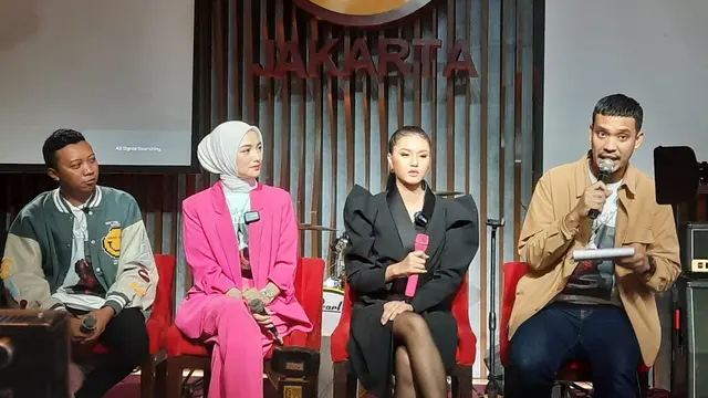 Audrey dalam konferensi pers peluncuran single "Pendulum" di Jakarta, 21 Oktober 2022.