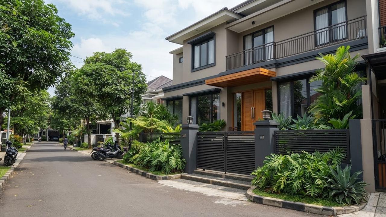 Kombinasi Warna Cat Pagar dan Dinding Rumah di Pinggir Jalan
