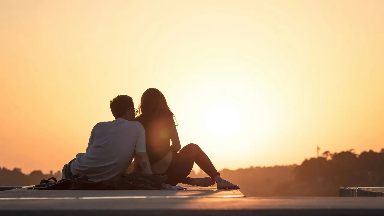 Couple with sunset