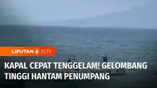 Sebuah perahu cepat yang berangkat dari Sidangoli, Kabupaten Halmahera Barat, menuju Kota Ternate, Maluku Utara, tenggelam akibat dihantam gelombang tinggi. Beruntung penumpang dan awak kapal berhasil dievakuasi petugas Syahbandar Ternate.