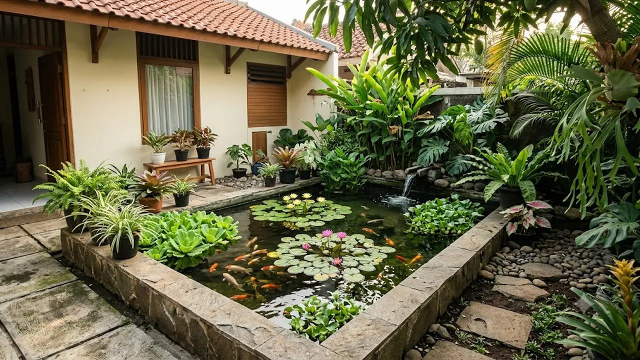 6 Inspirasi Kolam Ikan dengan Tanaman Air yang Mudah Dirawat, Ciptakan Ketenangan