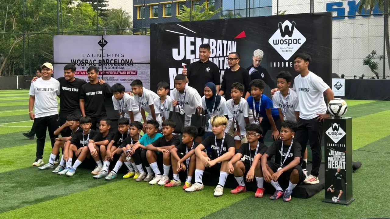 WOSPAC Barcelona Rep Office Indonesia resmi diluncurkan di Mini Soccer Pendekar Goozone Cibis Park, Jakarta Selatan, Senin (11/5/2026).