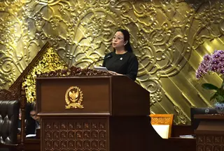 Ketua DPR RI, Puan Maharani, saat menyampaikan pidato penutupan Masa Persidangan II Tahun Sidang 2024-2025, di Gedung Nusantara II, Senayan, Jakarta, Selasa (25/3/2025). (Foto: Geraldi/vel)