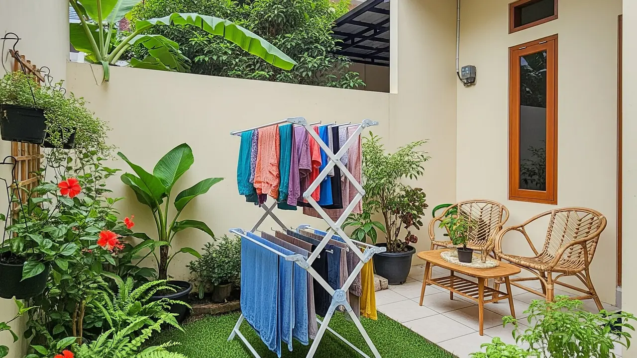 9 Ide Halaman Belakang Multifungsi Tempat Jemur Tetap Cantik, Area Efisien