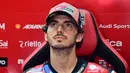 Sebuah insiden sempat terjadi antara Francesco Bagnaia dan Alex Marquez di sesi Practice MotoGP Italia 2024. Akibatnya, Bagnaia mendapat hukuma penalti tiga grid. (Marco BERTORELLO/AFP)