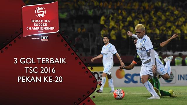 Video highlights 3 gol terbaik di Torabika Soccer Championship 2016 pekan ke-20.