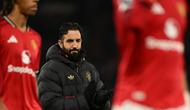 Pelatih Manchester United asal Portugal, Ruben Amorim, bereaksi di akhir pertandingan Liga Inggris antara Manchester United dan Wolverhampton Wanderers di Old Trafford, Manchester, barat laut Inggris, Rabu (31-12-2025) dini hari WIB. (Oli SCARFF/AFP)