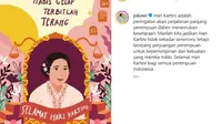 Presiden Jokowi menyampaikan selamat Hari Kartini melalui akun instagram pribadinya, Minggu (21/4/2024). (Foto: tangkapan layar Instagram Jokowi)