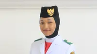 Indrian Puspita Rahmadhani adalah Paskibraka 2019 tingkat nasional dari Provinsi DI Aceh yang dipanggil kembali ke Jakarta untuk melaksanakan tugasnya pada perayaan HUT ke-75 RI di Istana Merdeka, 17 Agustus 2020 (Foto: Aditya Eka Prawira/Diary Paskibraka LIputan6.com)